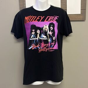 Motley Crue 2021 Bad Boys of Hollywood Black Black Graphic T-Shirt- Medium